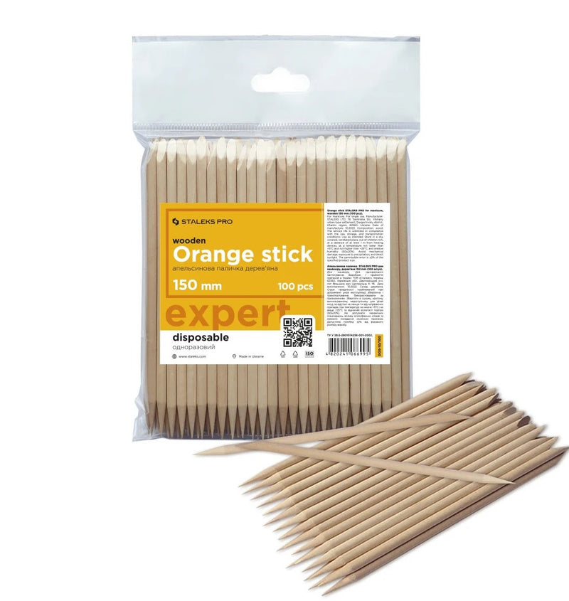Staleks - Orange stick Expert wooden 150 mm(100 pcs)